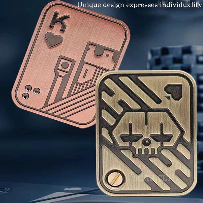 A Metal Skull Push Slider Stress Relief Toy Anti Stress EDC Top Spinning Poker Toys Portable Decompress Magnetic Toys Adults Gifts