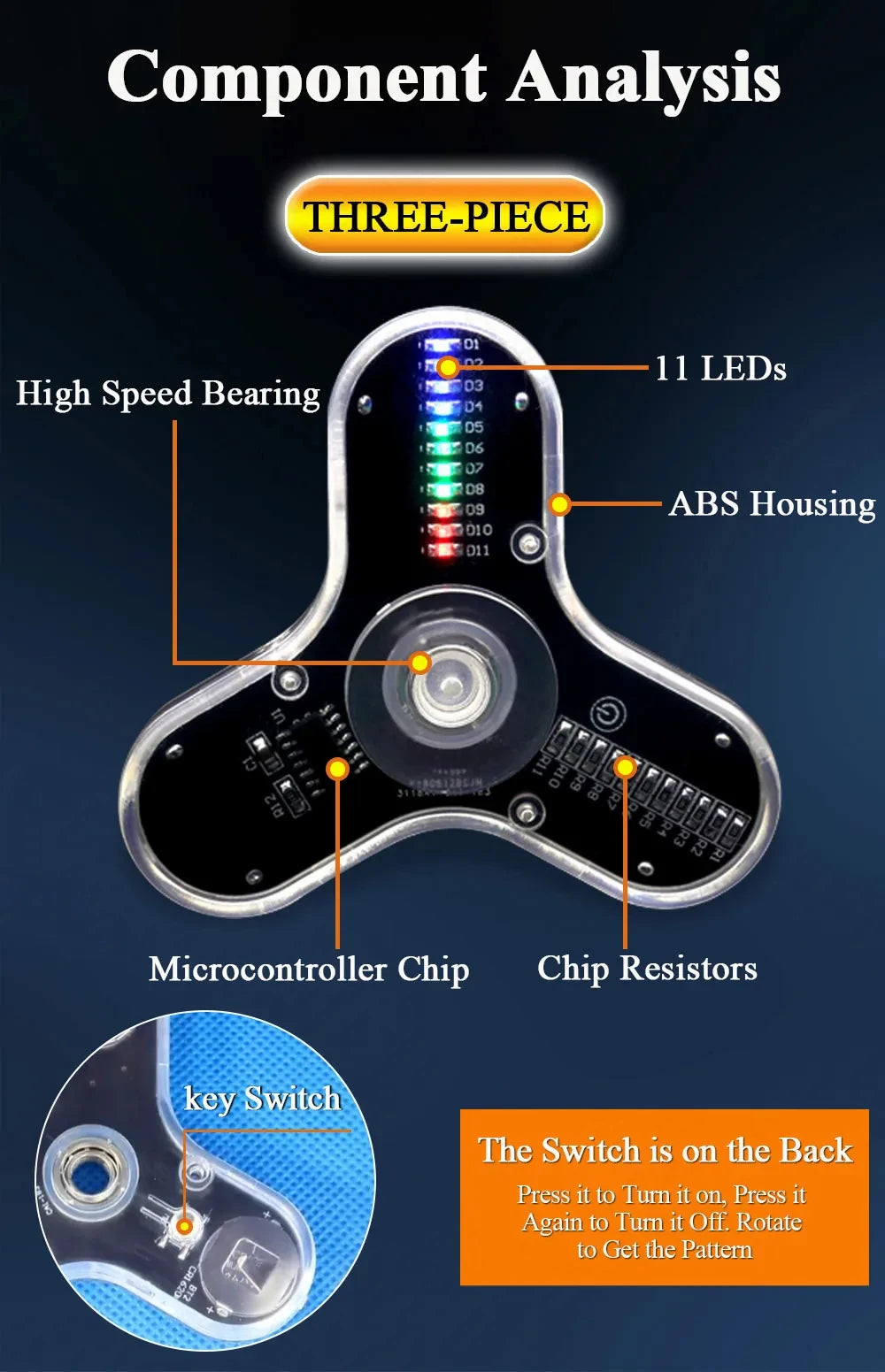 DIY Fidget Top Kit Fingertip Gyros with LED Light DIY Soldering Project Practice Solder Assembly DIY Electronic Kit