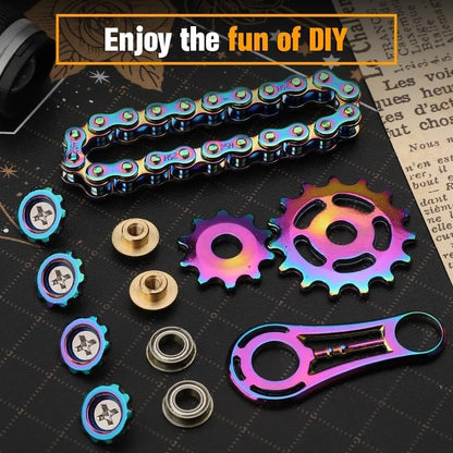 Fidget Chain,Sensory Bike Chain EDC Anti Stress Relief Anxiety Metal Fidget Finger Hand Spinner Toys For Kids Adults ADHD Autism