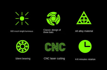 Fidget Spinner Metal Alloy Luminous Fingertip Gyro Anti anxiety EDC Spinning Top Tip Relieve Stress Relief Toys for Adults Kids