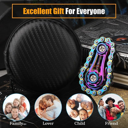 Fidget Chain,Sensory Bike Chain EDC Anti Stress Relief Anxiety Metal Fidget Finger Hand Spinner Toys For Kids Adults ADHD Autism