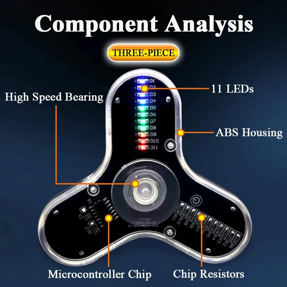 DIY Fidget Top Kit Fingertip Gyros with LED Light DIY Soldering Project Practice Solder Assembly DIY Electronic Kit