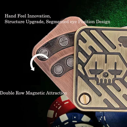 A Metal Skull Push Slider Stress Relief Toy Anti Stress EDC Top Spinning Poker Toys Portable Decompress Magnetic Toys Adults Gifts